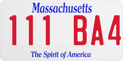 MA license plate 111BA4