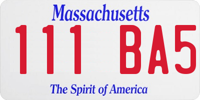 MA license plate 111BA5