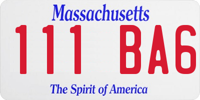 MA license plate 111BA6