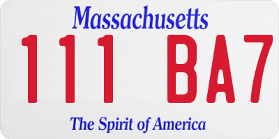 MA license plate 111BA7