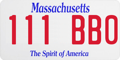 MA license plate 111BB0