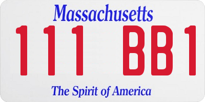 MA license plate 111BB1