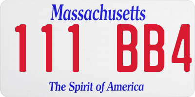 MA license plate 111BB4