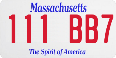 MA license plate 111BB7