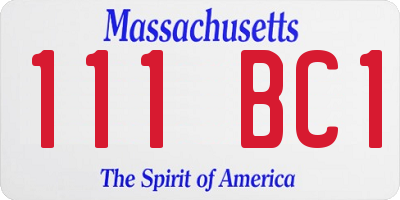 MA license plate 111BC1