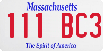 MA license plate 111BC3