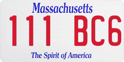 MA license plate 111BC6