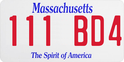 MA license plate 111BD4