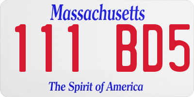 MA license plate 111BD5
