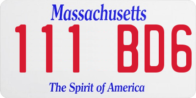 MA license plate 111BD6