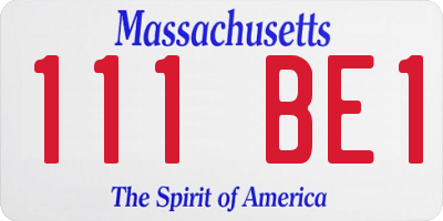 MA license plate 111BE1