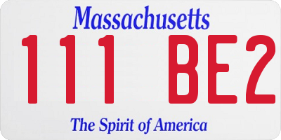 MA license plate 111BE2