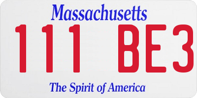 MA license plate 111BE3