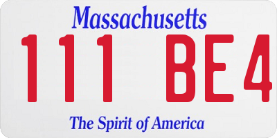 MA license plate 111BE4