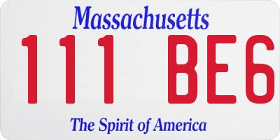 MA license plate 111BE6