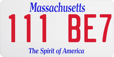 MA license plate 111BE7