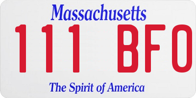 MA license plate 111BF0