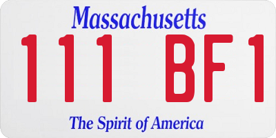 MA license plate 111BF1