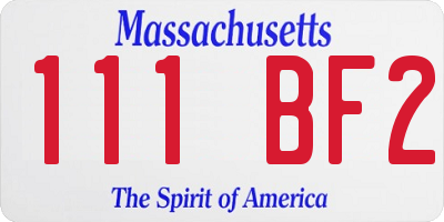 MA license plate 111BF2