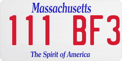 MA license plate 111BF3