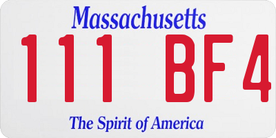 MA license plate 111BF4
