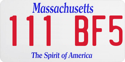 MA license plate 111BF5