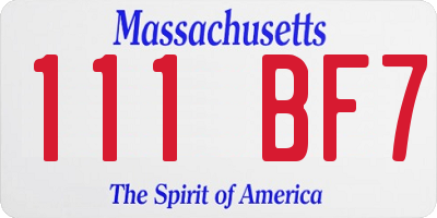 MA license plate 111BF7
