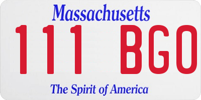MA license plate 111BG0