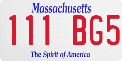 MA license plate 111BG5