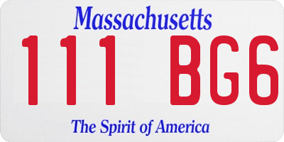 MA license plate 111BG6