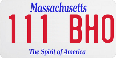 MA license plate 111BH0