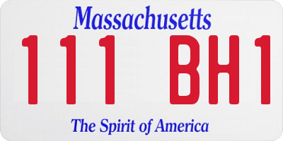 MA license plate 111BH1