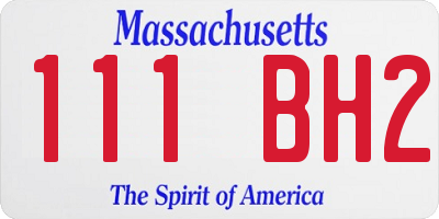 MA license plate 111BH2