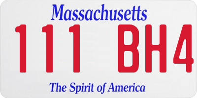 MA license plate 111BH4