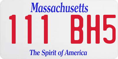 MA license plate 111BH5