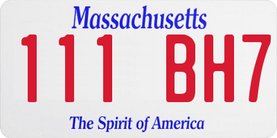 MA license plate 111BH7