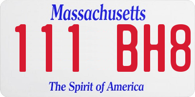 MA license plate 111BH8