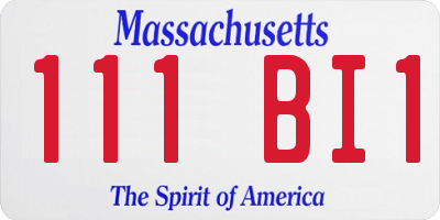 MA license plate 111BI1