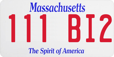 MA license plate 111BI2