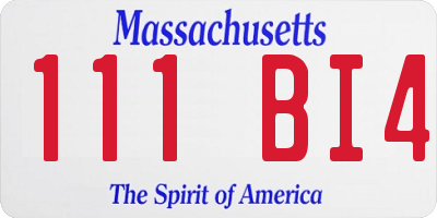MA license plate 111BI4