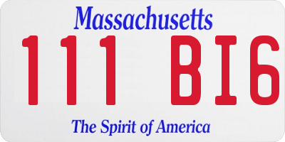 MA license plate 111BI6