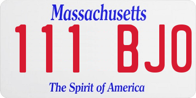 MA license plate 111BJ0