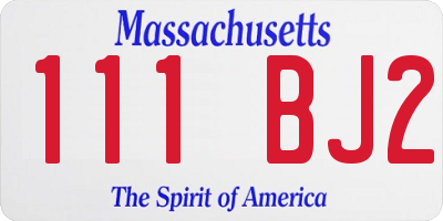 MA license plate 111BJ2