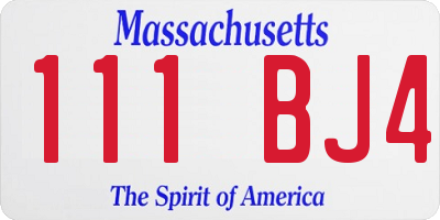 MA license plate 111BJ4