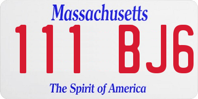 MA license plate 111BJ6