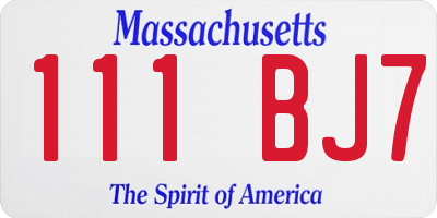 MA license plate 111BJ7