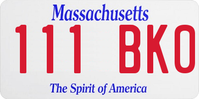 MA license plate 111BK0