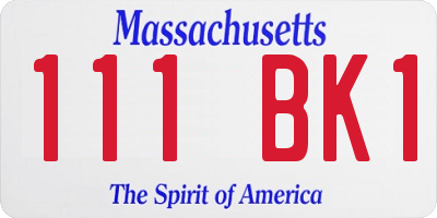 MA license plate 111BK1