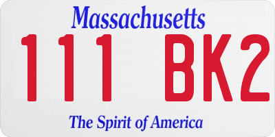 MA license plate 111BK2