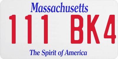 MA license plate 111BK4